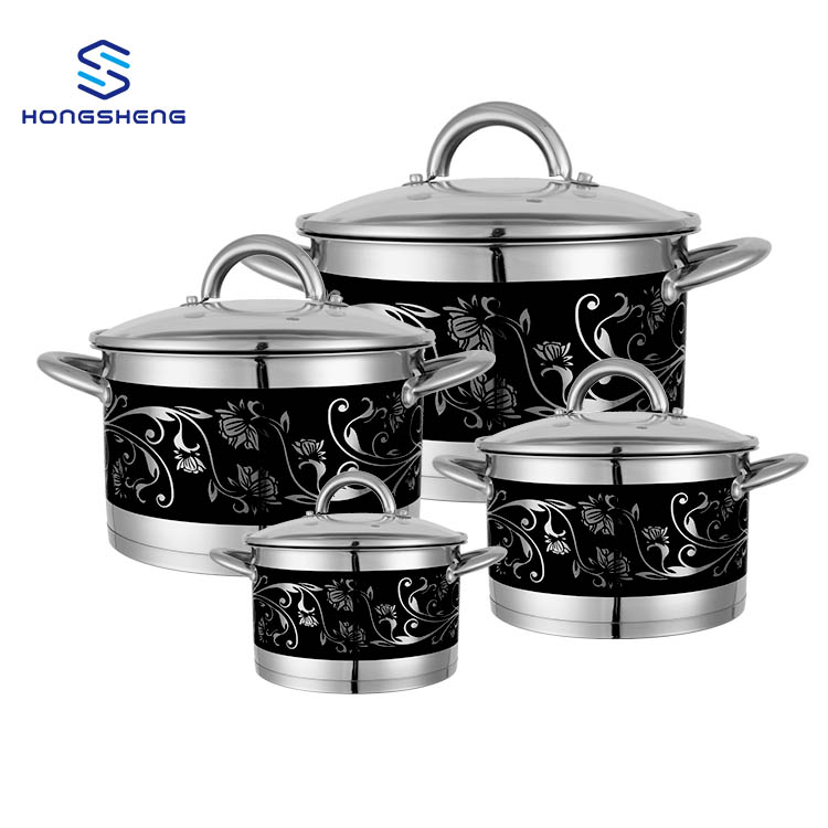 OEM/ODM Manufacturer 201 Stainless Steel Straight Shape Cookware Casserole Stock Pot with Color Pattern Coating