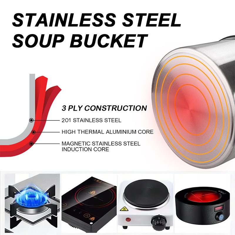 Daosheng OEM 03/04/05style Restaurant Kitchen Cooking Food Stainless Steel Capacity Heavy Duty Stainless Steel Hot Soup Pot Set