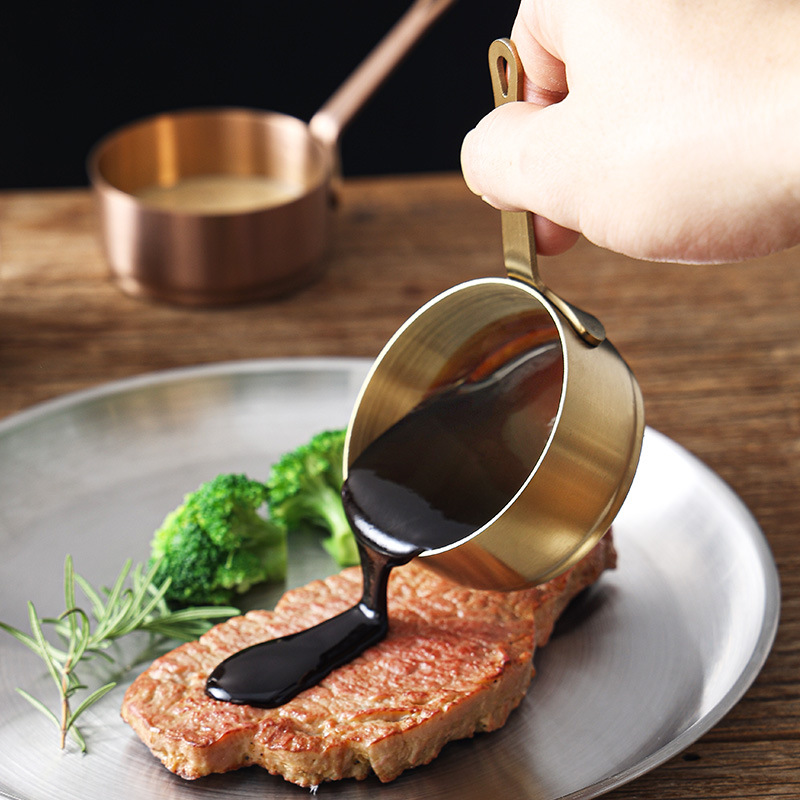 Mini Stainless Steel Sauce Pan 60ml/80ml/100ml Small Saucepan Gravy Pot Ketchup Boats Steak Sauce Cup Western Restaurant