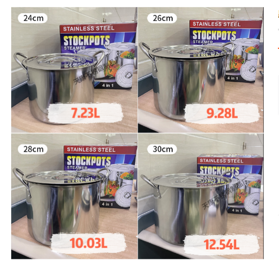 14 Pieces Stainless Steel 24/26/28/30cm Big Stock Pot Commercial Kitchen Cooking Pots Commercial Cookware Stock Pots