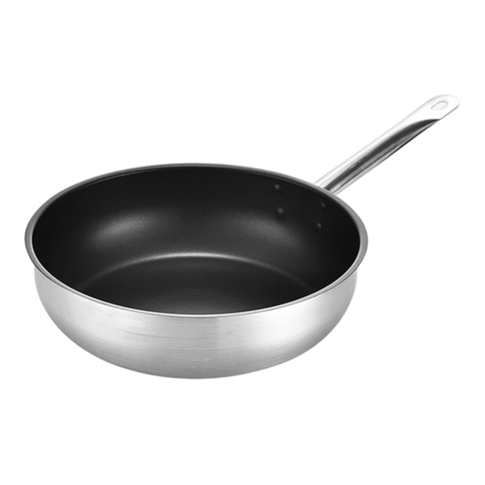 Stainless Steel Frying Wok Non-stick Coating Single Handle Three-Layer Bottom Fried Egg Pancake Steak Household Commercial