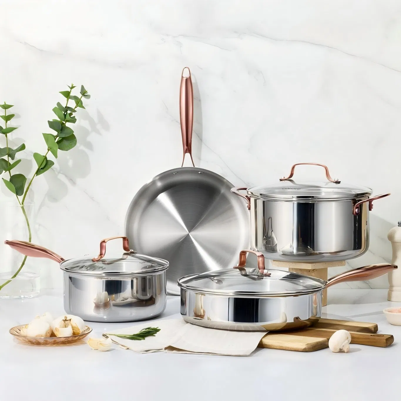 10" Tri-Ply Stainless Steel Deep Frying Pan with Lid, Non-Toxic Saute Pan, Oven Safe, Induction, Ceramic and Gas Cooktops Compatible, Silver