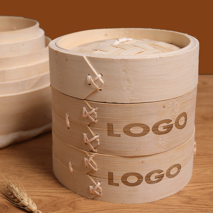 Durable Classic Bamboo Steamer Set Mini Kitchen Steamer Basket Commercial Dumpling Cooking