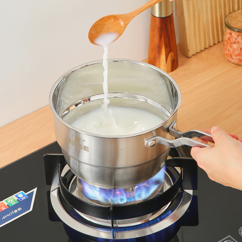 High Grade Food Safe 304 Stainless Steel Milk Pan with Removable Steamer Induction Compatible Saucepan for Healthy Cooking