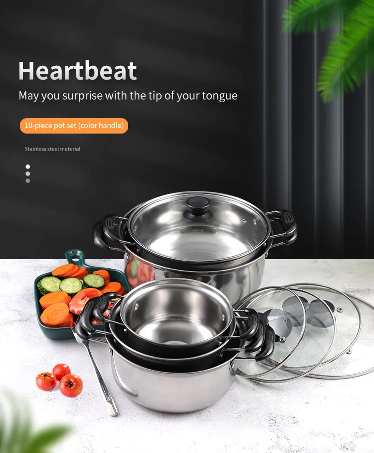 Wholesale Kitchenware Stainless Steel Cooking Pot Casserole Cookware Sets