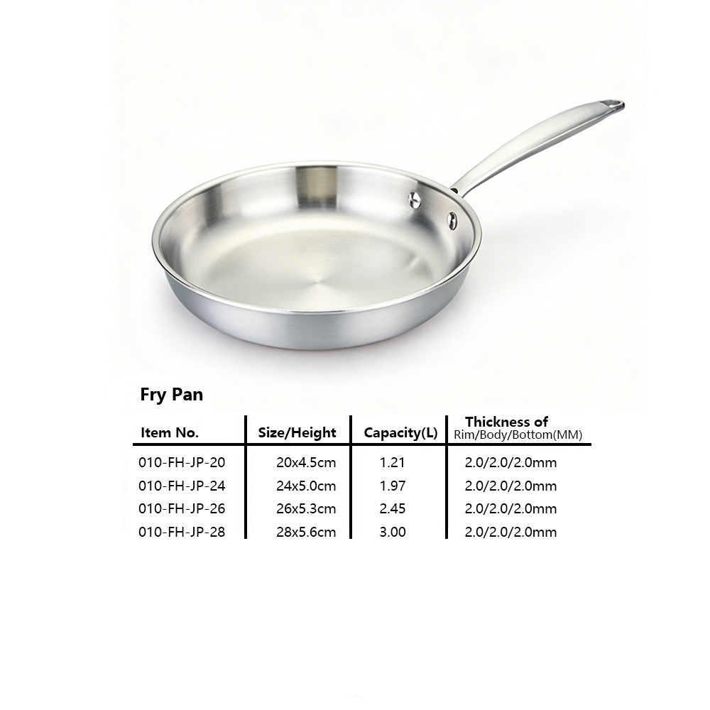 Tri-Ply Full Clad Stainless Steel Frying Pan Skillets Oven Safe Professional Cookware Induction Compatible