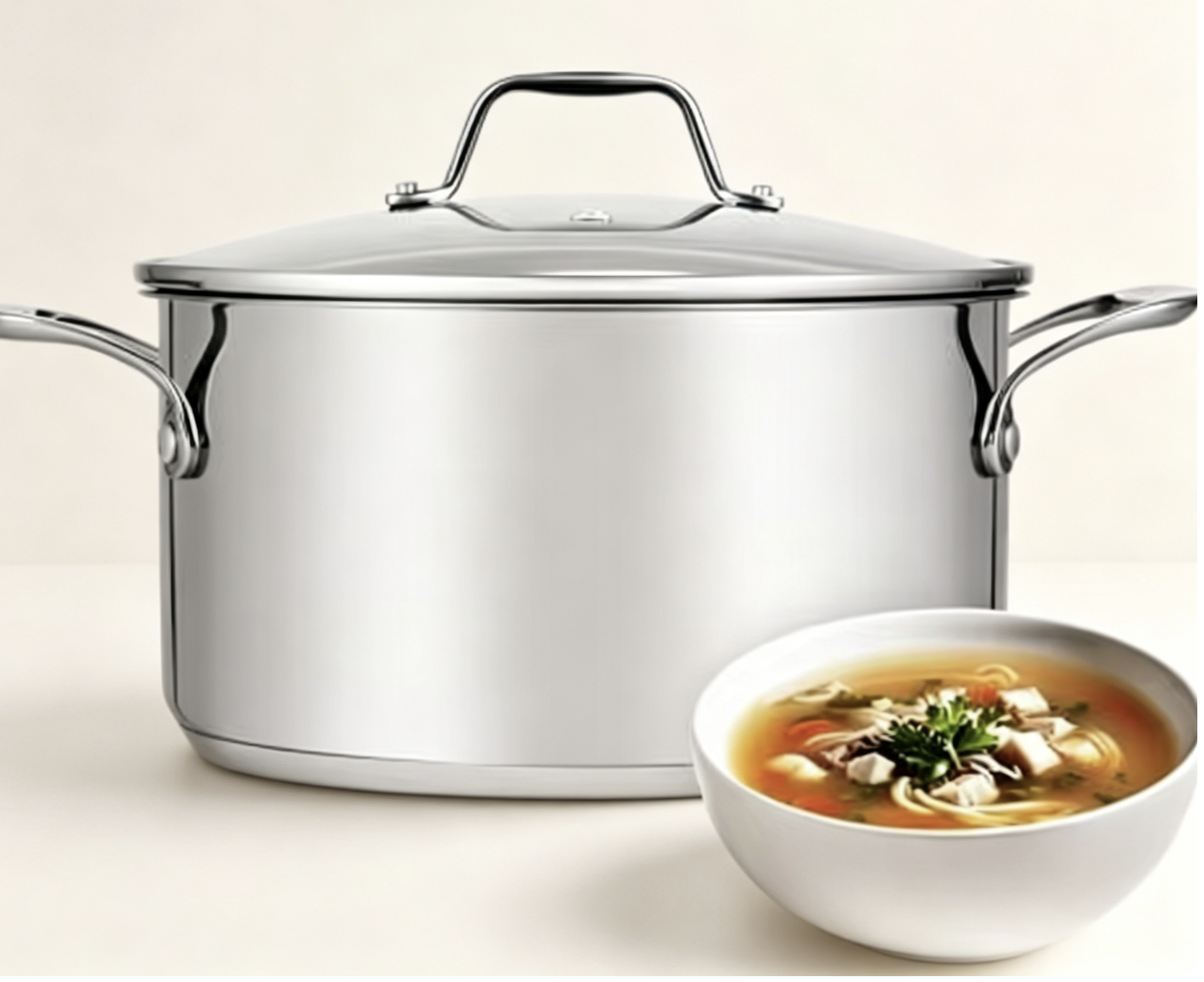 Stainless Steel 18-8 Food Grade All-Stovetop Safe Stockpot Dutch Oven Casserole Simmer Soup Pot Glass Lid