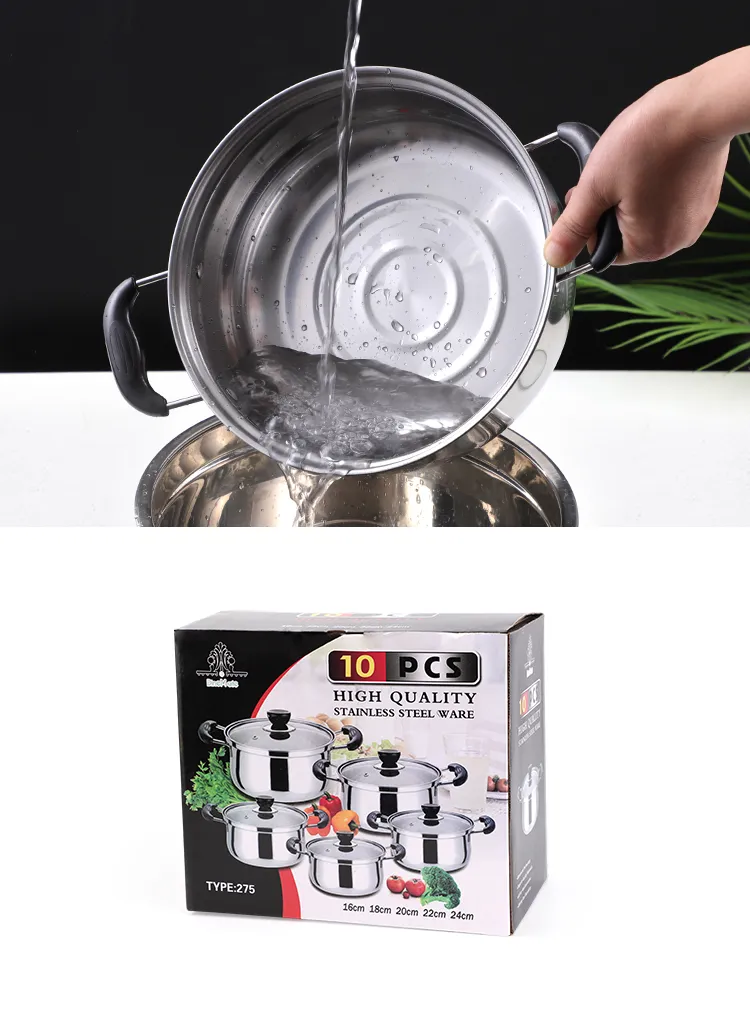 Wholesale Kitchenware Stainless Steel Cooking Pot Casserole Cookware Sets