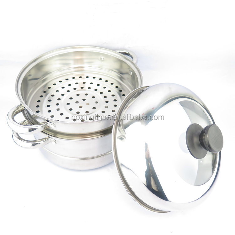 2-layer Stainless Steel Gas Food Steamer Pot Stuffed Bun Dim Sum Steamer