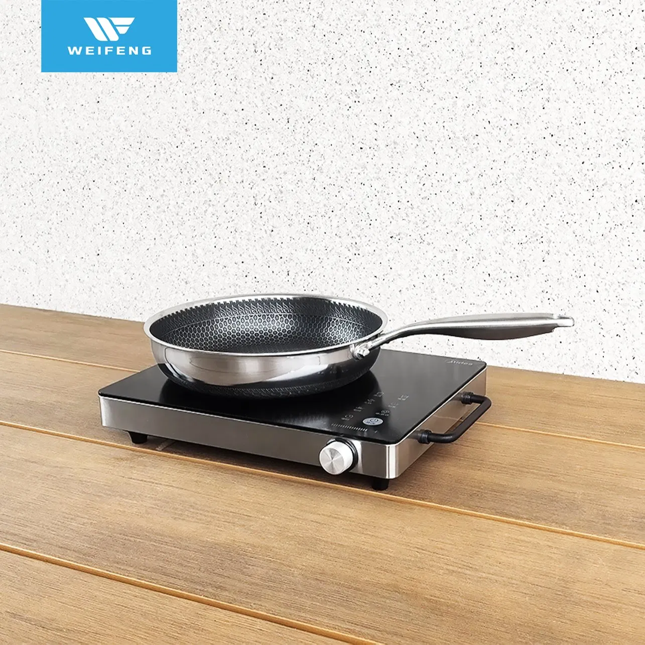 #304 High Quality Tri-Ply Honeycomb Non-Stick Frying Pan Stainless Steel Cookware, Kitchenware