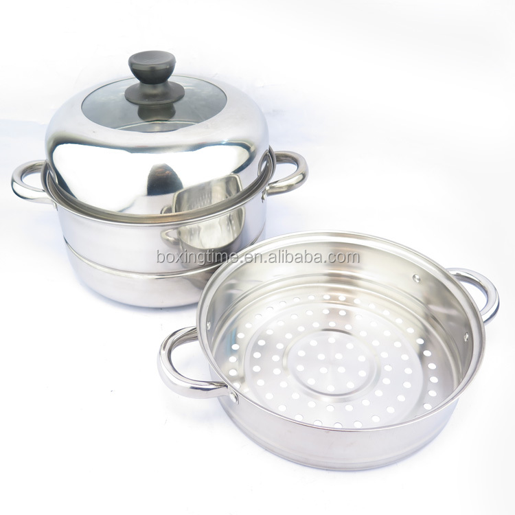 2-layer Stainless Steel Gas Food Steamer Pot Stuffed Bun Dim Sum Steamer