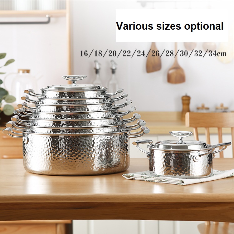 High Quality Cooking Pots Three Layers Structure Stainless Steel 304 Cooking Pot With Double Ears for Kitchen