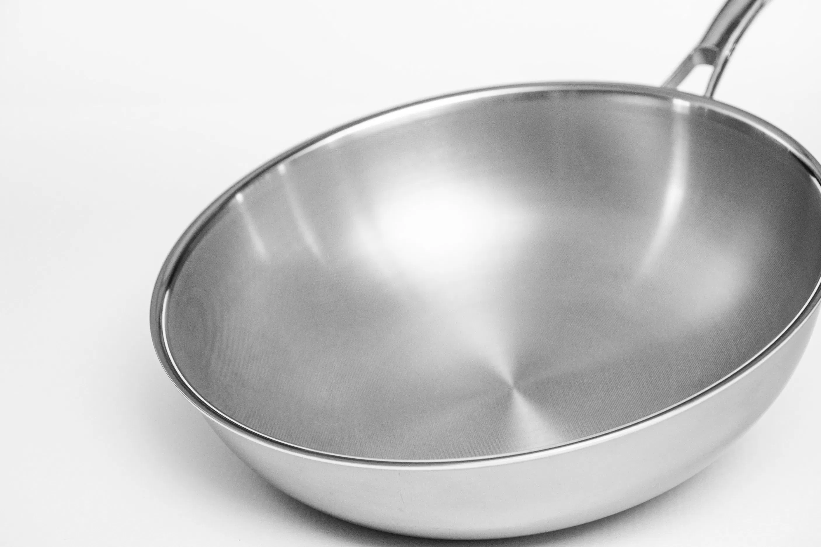 Wholesale Supply Microdot Tri-Ply Stainless Steel Yellowing Proof 28cm Wok Cookware