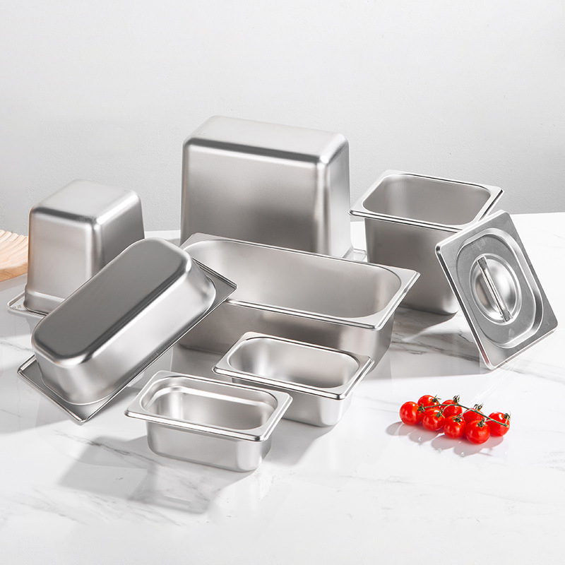 304 Stainless Steel Commercial Dish Rectangle Square Pot Thickened Restaurant &amp; Hotel Portion Pot