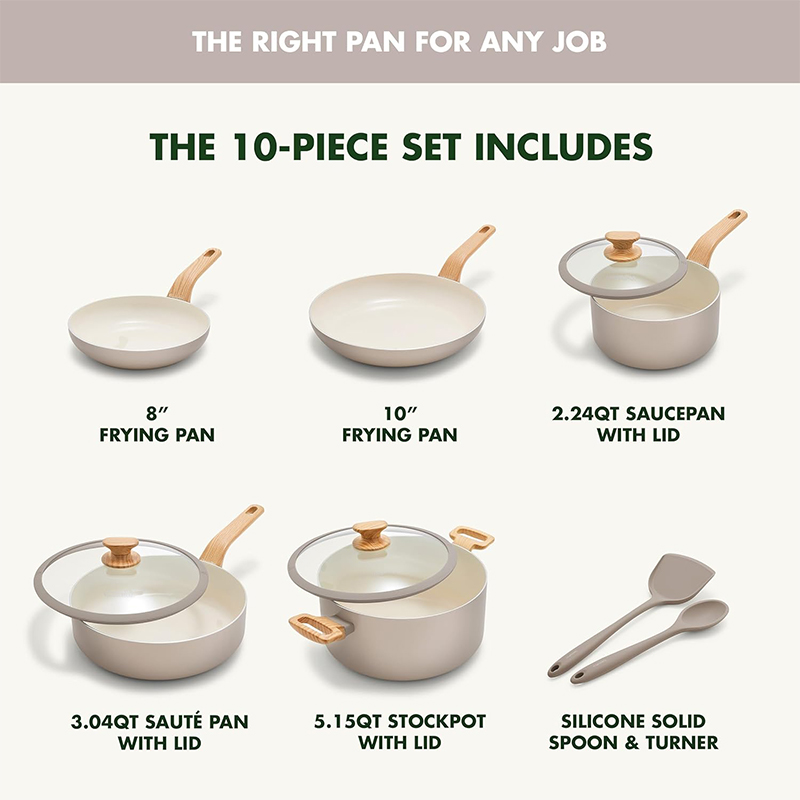 Wholesale 10PCS High Quality Granite Nonstick Premium Cookware Set Kitchen Wares with Induction Bottom