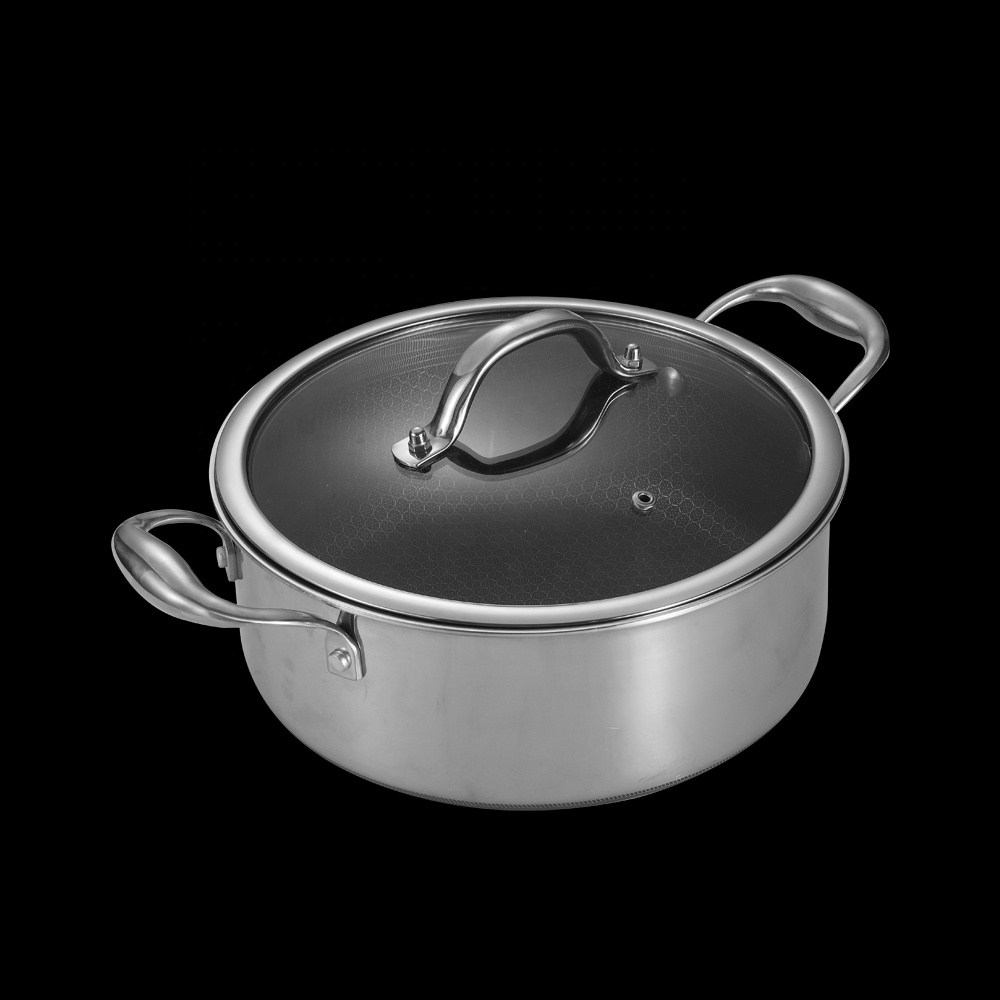 20 Piece Stainless Steel Hybrid Cookware Set with Lids Cookware Set Nonstick 3-ply Stainless Steel Honeycomb W/Stay Cool Handle