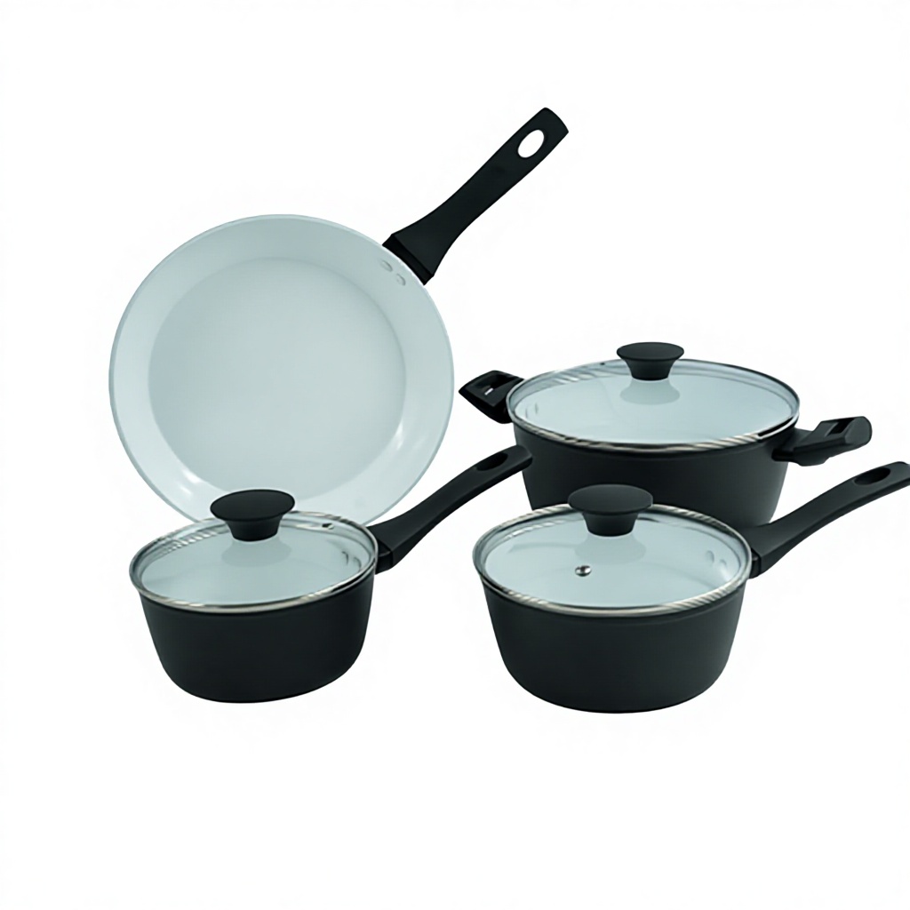 Commercial Kitchenware Cookware Set Forged Aluminum Nonstick Black PTFE Coating Bakelite Includes Milk Pan Frying Pan Sauce Pot