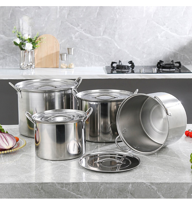 14 Pieces Stainless Steel 24/26/28/30cm Big Stock Pot Commercial Kitchen Cooking Pots Commercial Cookware Stock Pots