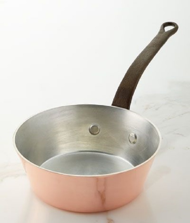 Polished Copper Saucepan with Brass Handle Professional Cookware for Sauces Gravies and Reductions for Chefs and Home Kitchens