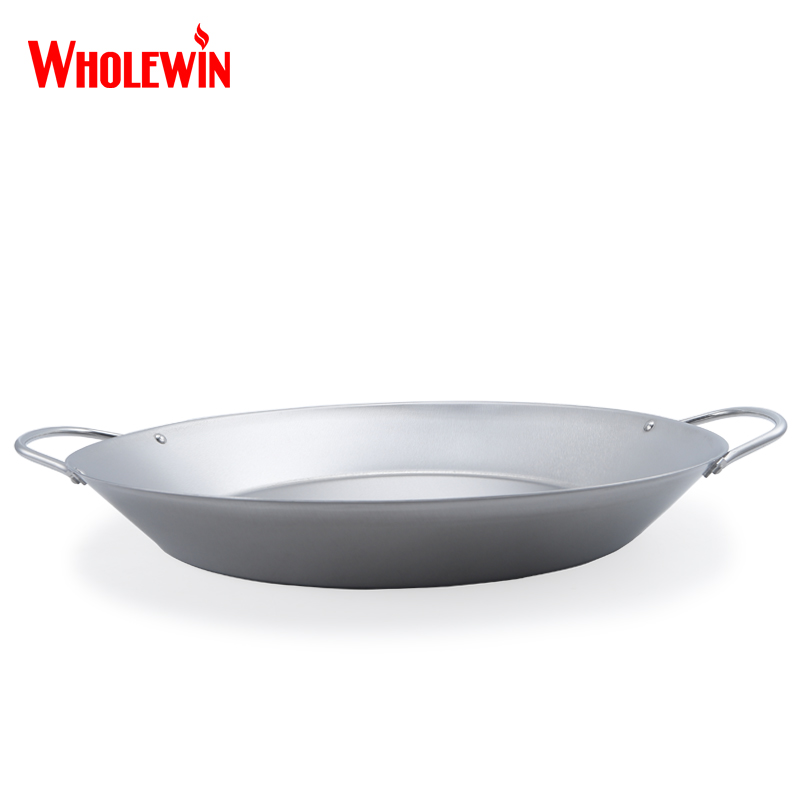 Spanish Steel Wok Pan Chef Grill Pan for BBQ and Paella Induction Compatible Metal Cooking Pan for Home Use