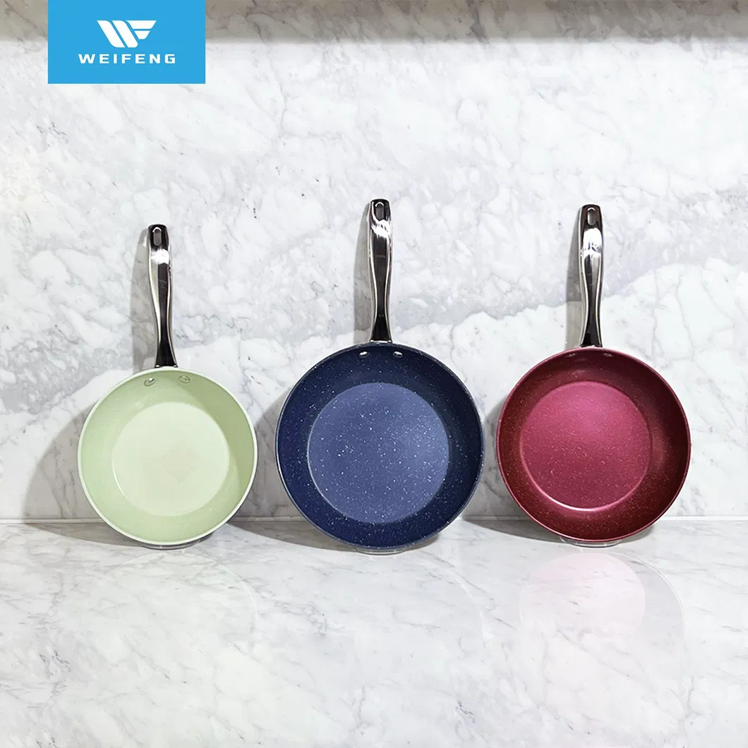 3PCS High Quality Thickened Tri-Ply Patterned Non-Stick Frying Pan, Stainless Steel Cookware