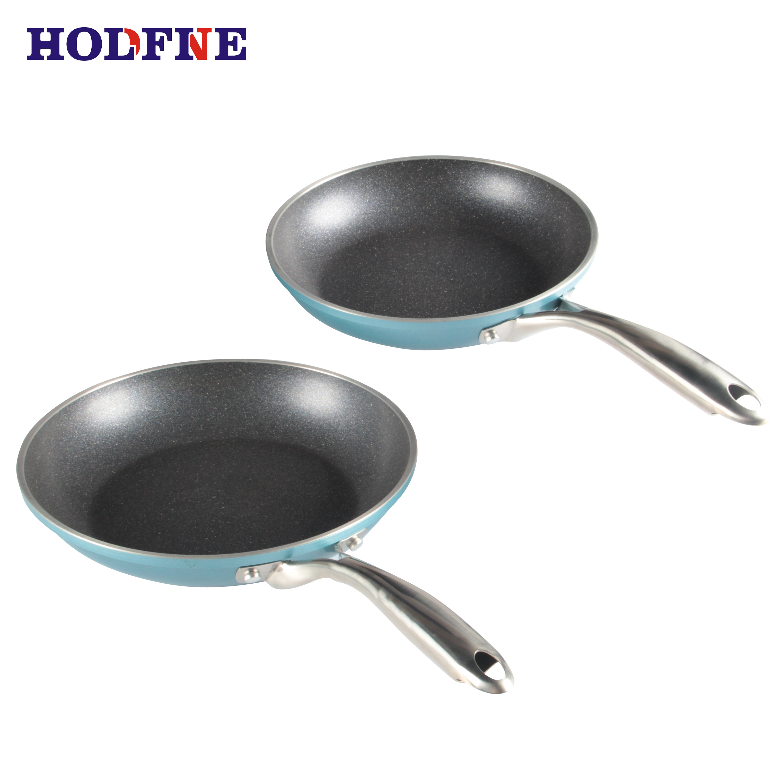 Lightweight Ceramic Non-Stick 2-Piece Frying Pan Set, Professional Chef Cookware, 20/24 cm (Blue)