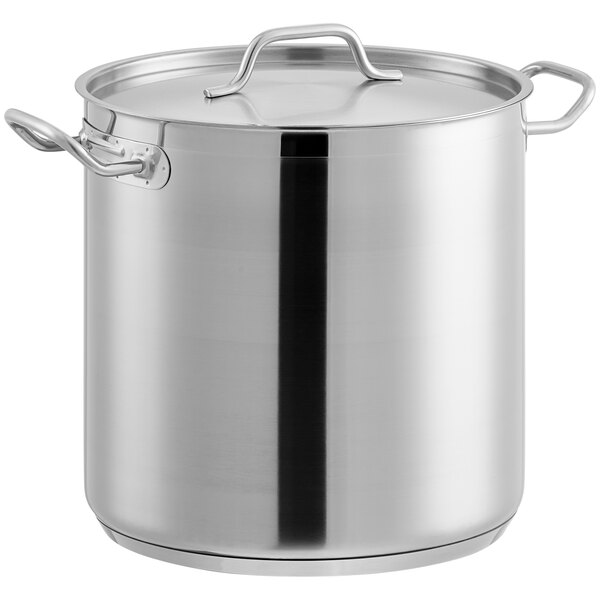 Large Capacity Stainless Steel Folding Rim Stock Pot with Handle LFGB Certified for Catering &amp; Soup/Stock Use