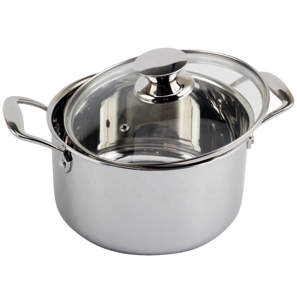 Induction-Ready Small Dutch Oven Pot, Tri-Ply Stainless Steel Stock Pot with Visible Lid