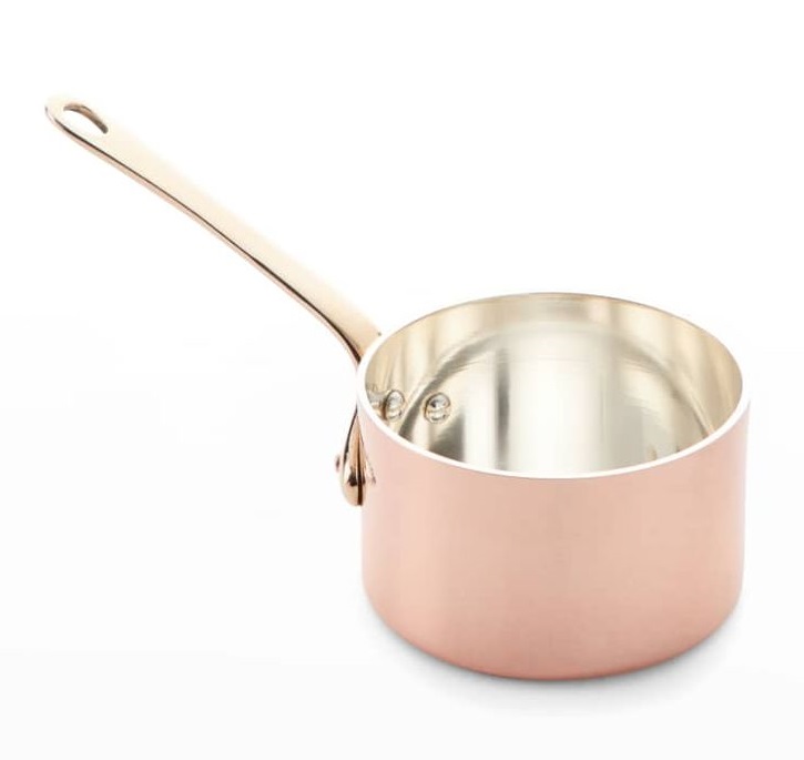 Polished Copper Saucepan with Brass Handle Professional Cookware for Sauces Gravies and Reductions for Chefs and Home Kitchens
