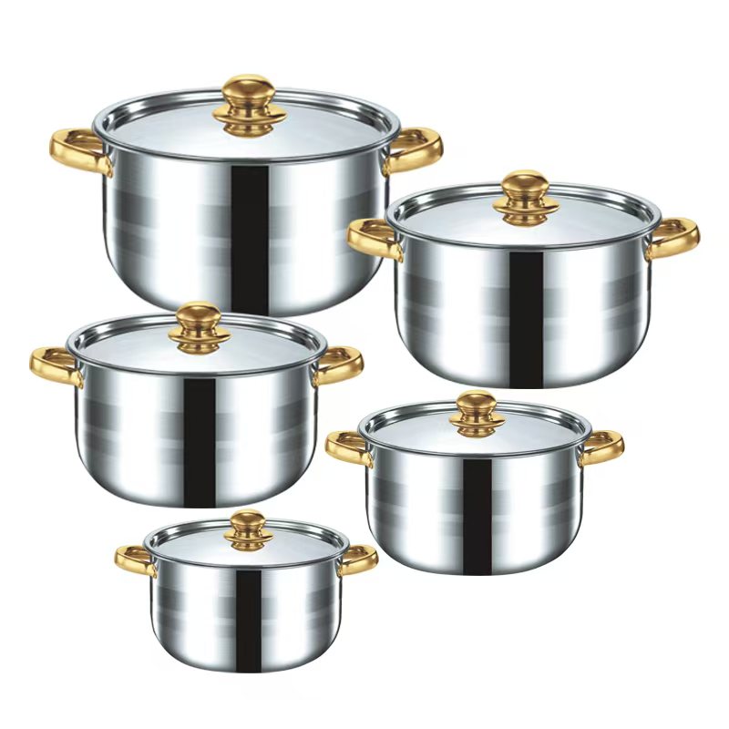 In Stocked Cooking Pan Set Non Stick Cookware Set Pot 12-piece Stainless Steel Soup Pot Set