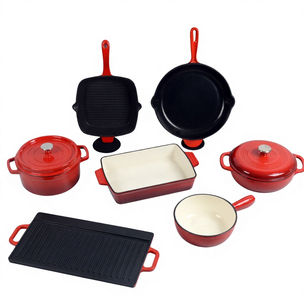 OEM 7 Pcs Heavy Duty Kitchen Cookware Sets Non-Toxic Enameled Cast Iron Cookware Sets