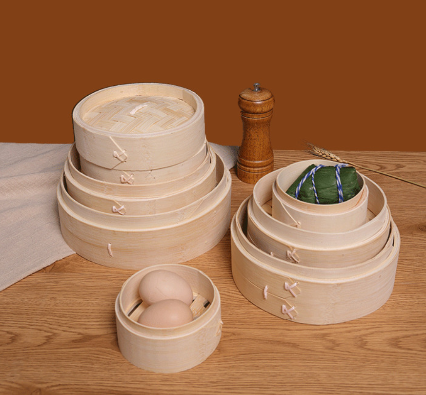 Durable Classic Bamboo Steamer Set Mini Kitchen Steamer Basket Commercial Dumpling Cooking