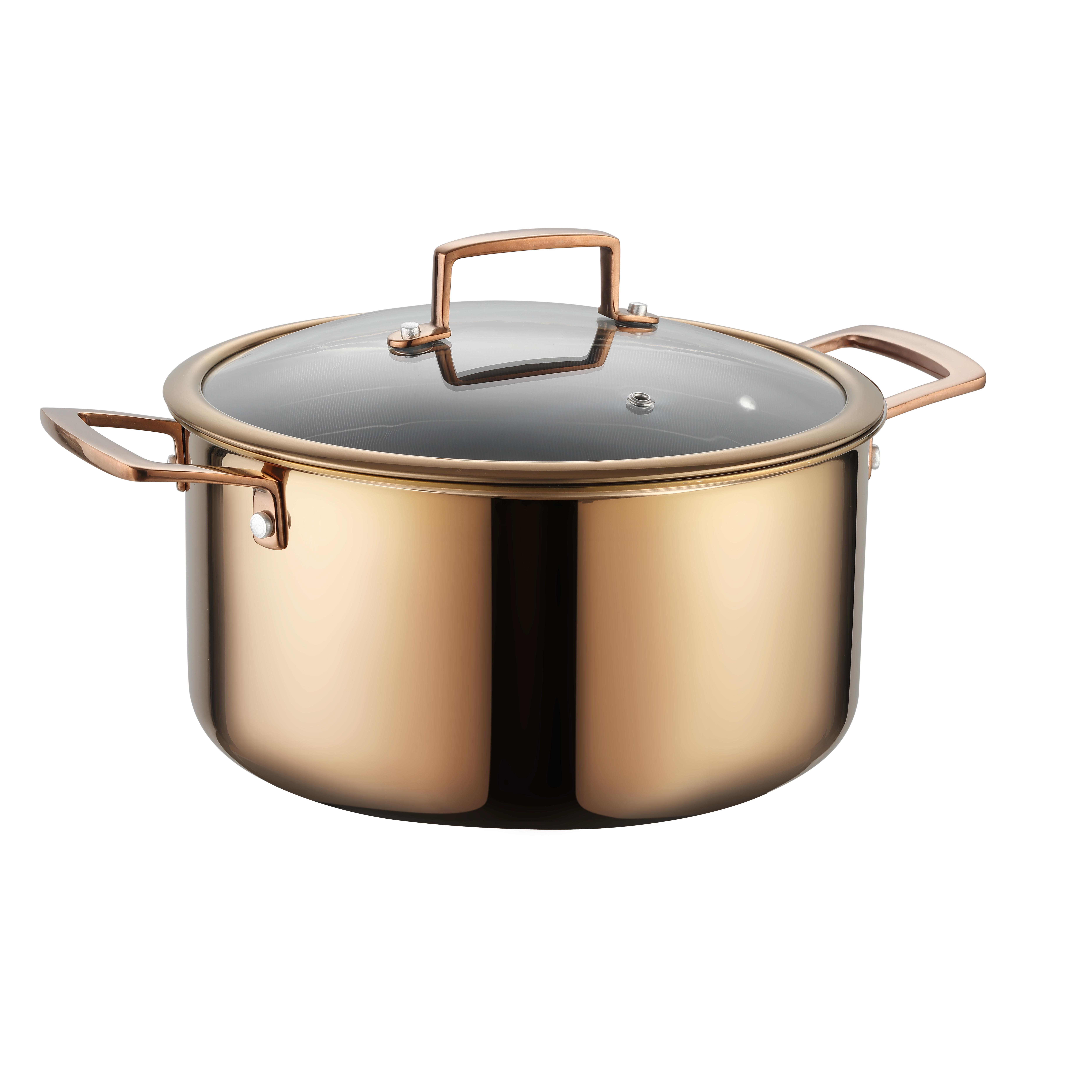 Professional Chef Eco-Friendly Stainless Steel Cookware Sets Classic 12-Piece Glass Covers Hybrid Non-Stick Frying Pan Saute