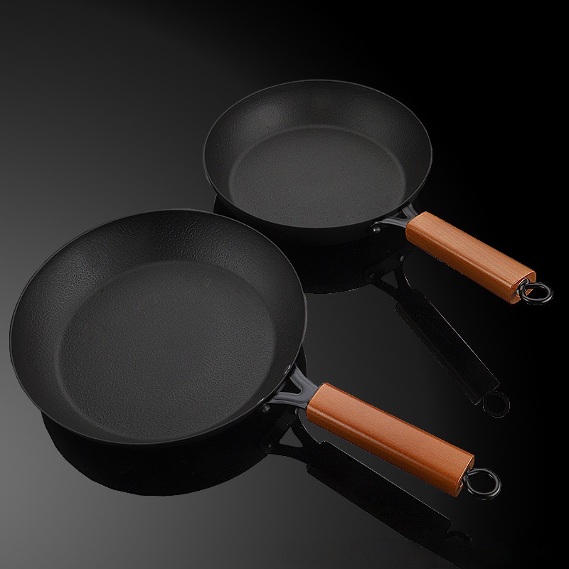 Tri-Ply 304 Stainless Steel Non-Stick Frying Pan - Flat Bottom Skillet, Wooden Handle, Induction Ready &amp; All Stoves Compatible