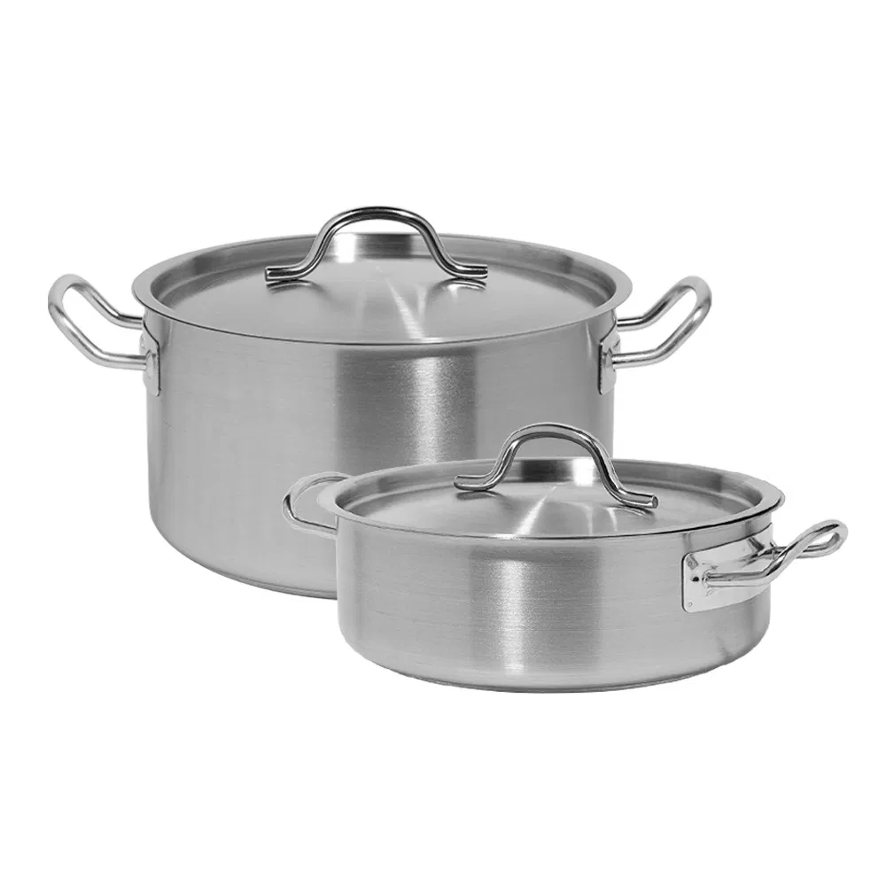 Commercial Grade Stainless Steel Soup Pot Double Ear High-Low Design Compatible with Induction Cookers