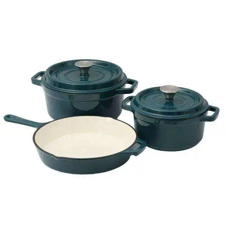 Heavy-Duty Nonstick round Dutch Oven with Lid Cast Iron Pots and Pans Set Enameled Metal Cookware