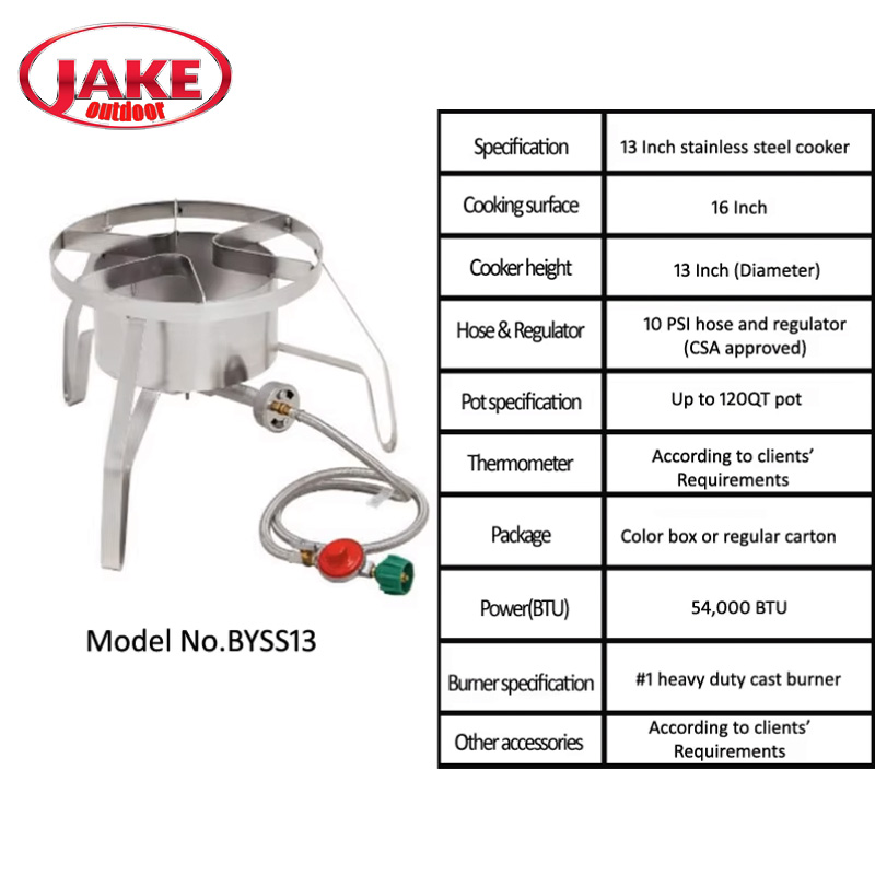 Outdoor Propane Burner Stock Stainless Steel Wok for Camping With Accessory