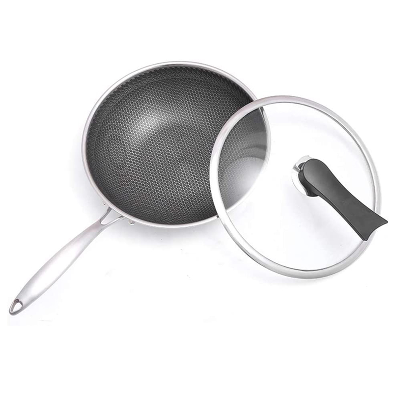 Factory Wholesale Black Nonstick Honeycomb Frying Pan Kitchen Portable Stainless Steel Fry Pan