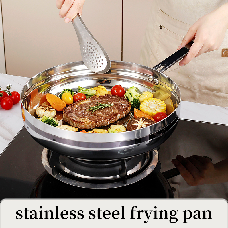 Luxury Design 7-Piece Stainless Steel Cookware Set Non-stick Glass Lid Handles Oven/Dishwasher Safe Gas Induction