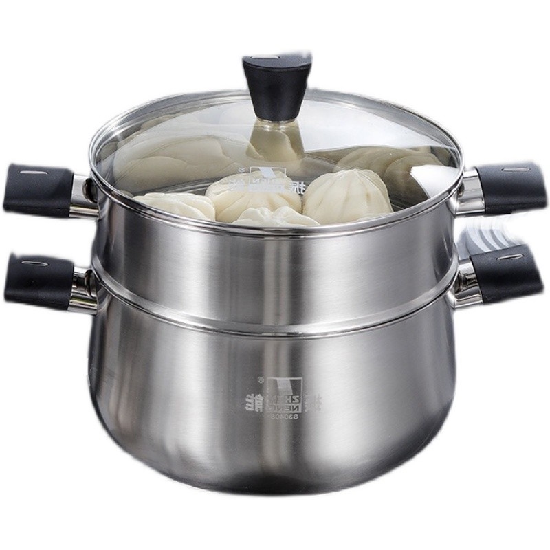 Sustainable 304 Stainless Steel Steamer Pot Premium Finish Soup Stock Pot Multi-Function Cookware For Balanced Diets