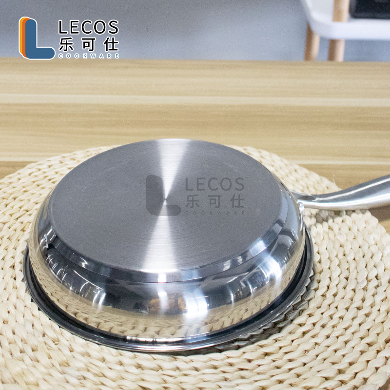 LECOS Wholesale Kitchen Cooking Omelet Frying Pan Set Non Stick Compatible Induction Frypan Stainless Steel Skillet