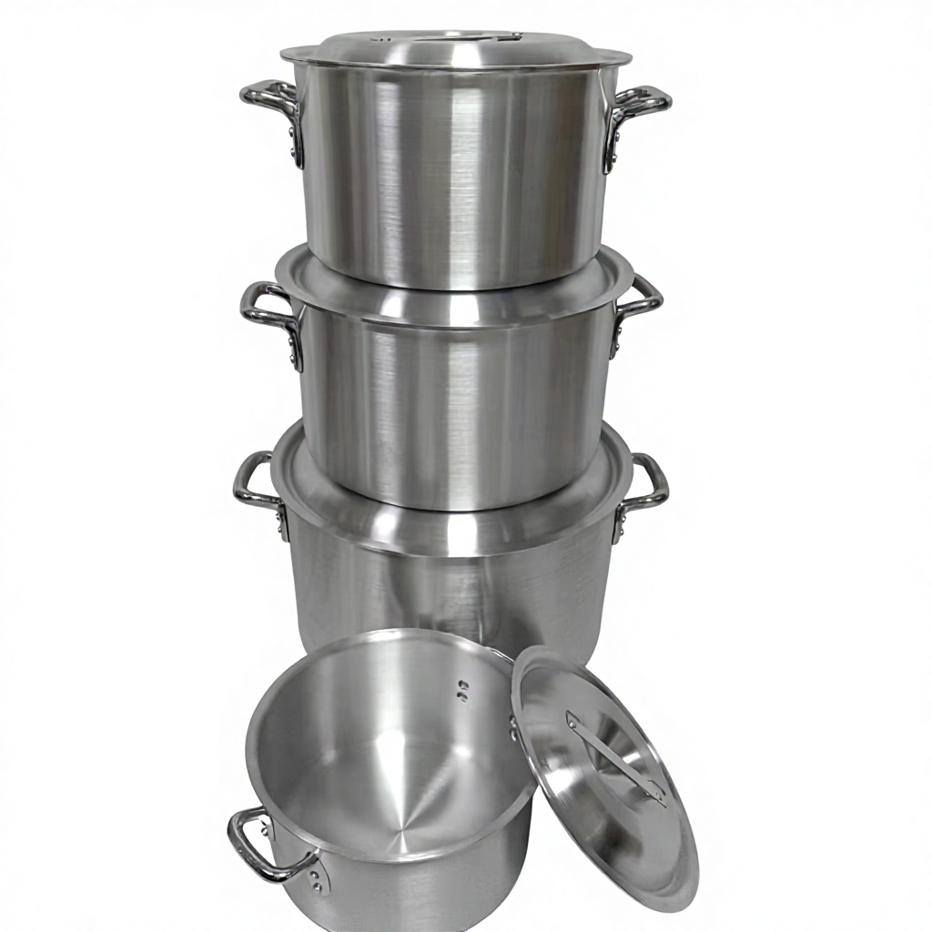 Heavy Duty Aluminum Stock Pot Set Extra Thick Cooking Casserole with Lid 27cm 33cm 39cm 45cm for Commercial Kitchen Restaurant