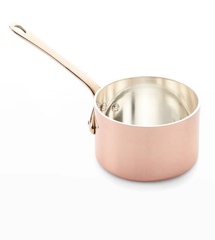 Polished Copper Saucepan with Brass Handle Professional Cookware for Sauces Gravies and Reductions for Chefs and Home Kitchens