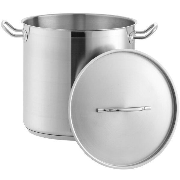 Large Capacity Stainless Steel Folding Rim Stock Pot with Handle LFGB Certified for Catering &amp; Soup/Stock Use