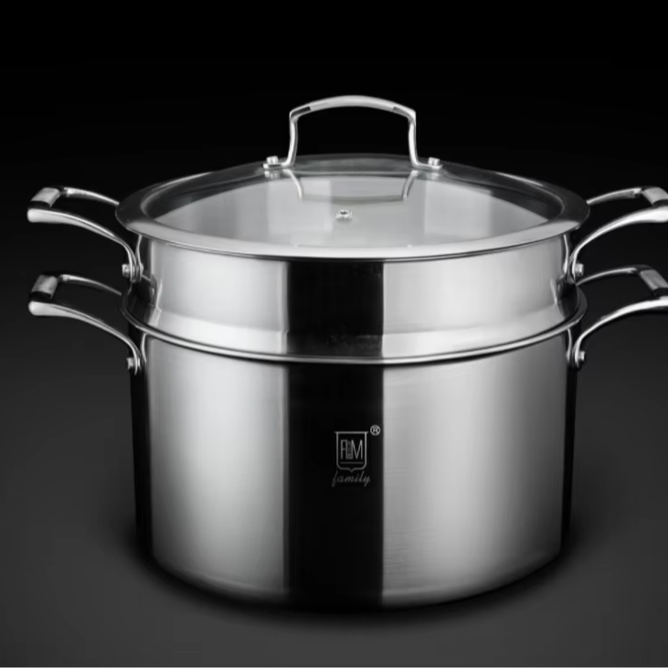 Double-wall Steamer: Food Grade Without Coating, Steamed Fish and Steamed Dumplings Without Flavor 304 Stainless Steel