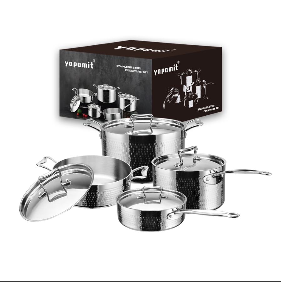 Xinahohui 18/10 Stainless Steel Tri-Ply 3 PCS Cookware Chef Cooking Pot Set