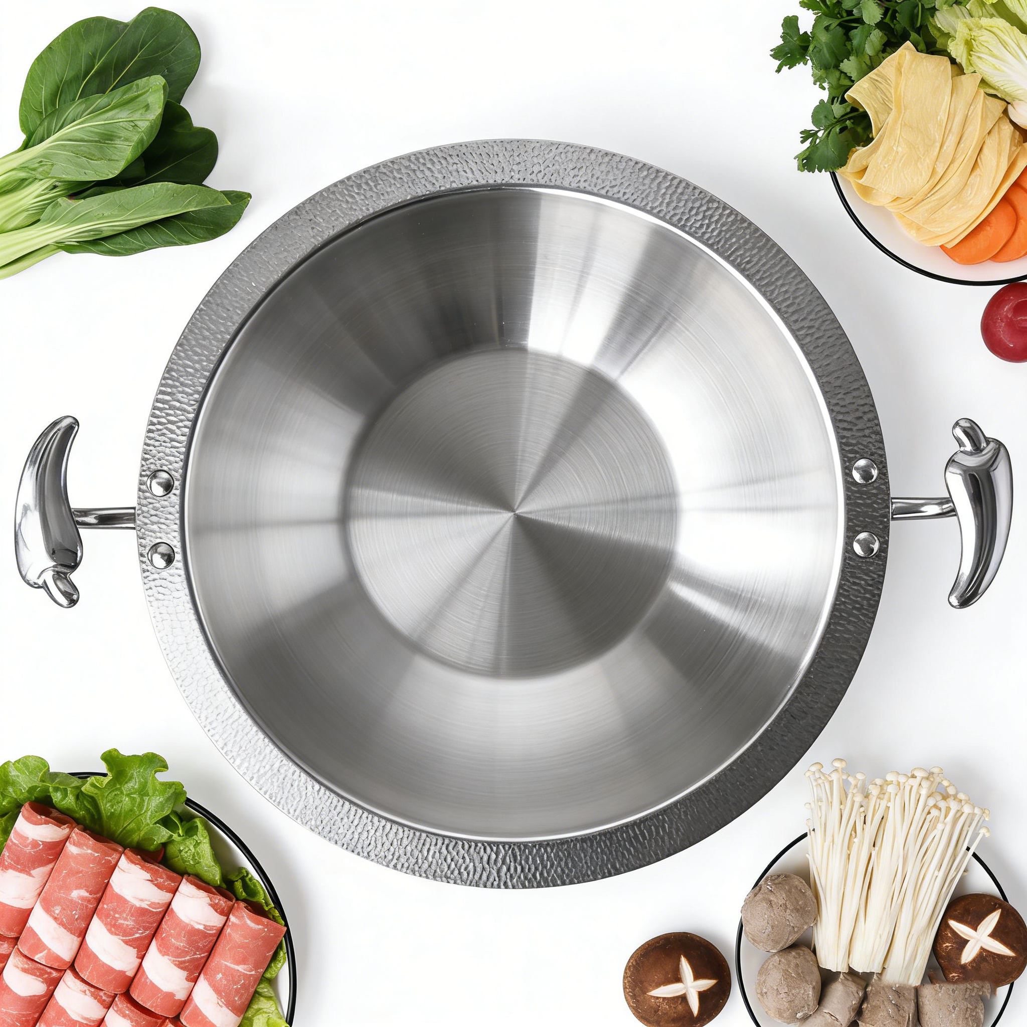 Heating Square Stainless Steel Hot Pot Cookware Three-Layer Steel Divider Energy Saving Easy Cleaning Customizable Commercial