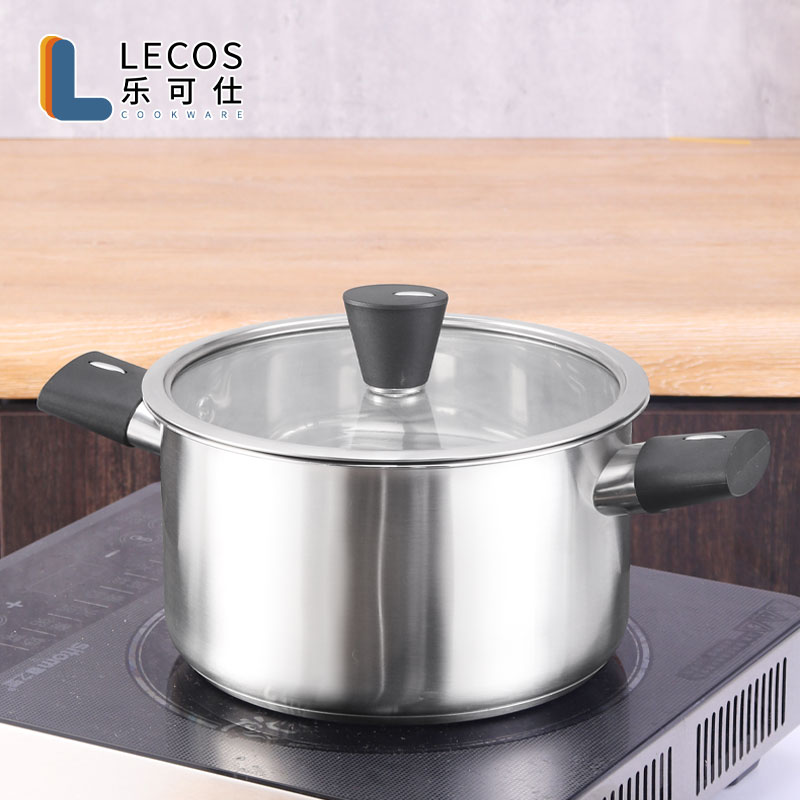 LECOS Hot Selling OEM Eco-Friendly 6 Piece Kitchen Induction Pots Pans Set Stainless Steel Cooking Pot Cookware Sets
