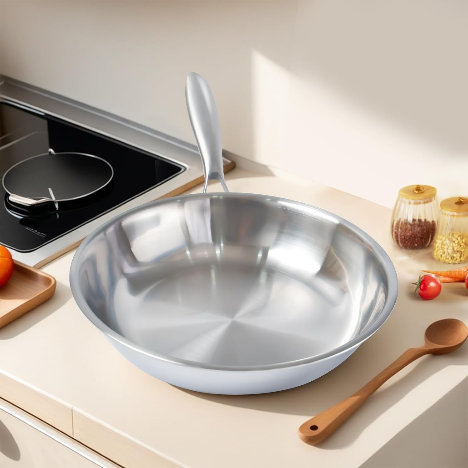 26cm Stainless Steel Frying Pan, Commercial Grade Kitchenware