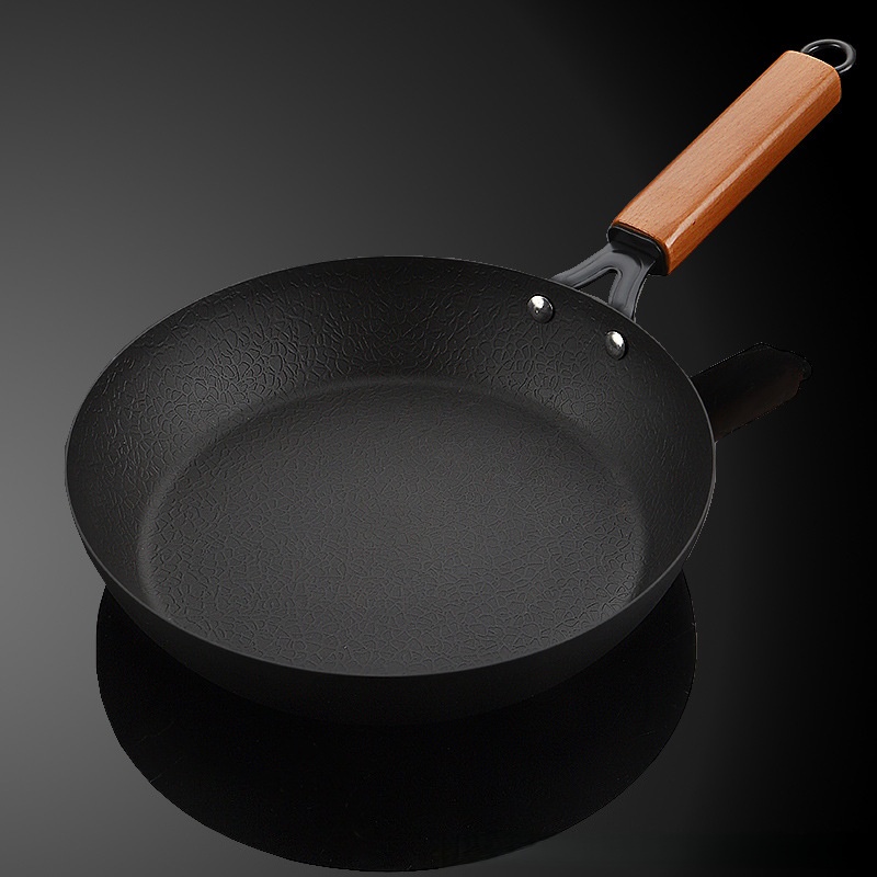 Tri-Ply 304 Stainless Steel Non-Stick Frying Pan - Flat Bottom Skillet, Wooden Handle, Induction Ready &amp; All Stoves Compatible